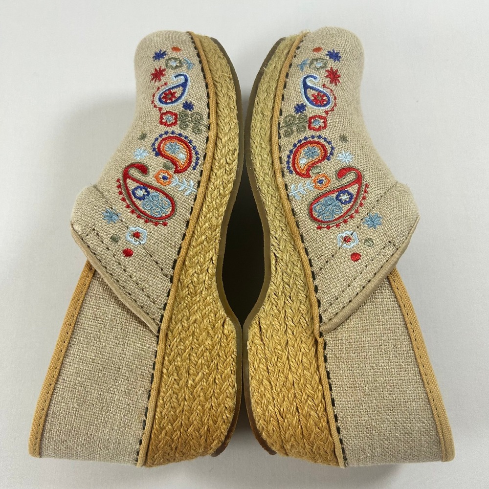 Dansko Clogs Women 38 Beige Vegan Paisley Embroidered Espadrille Shoes
